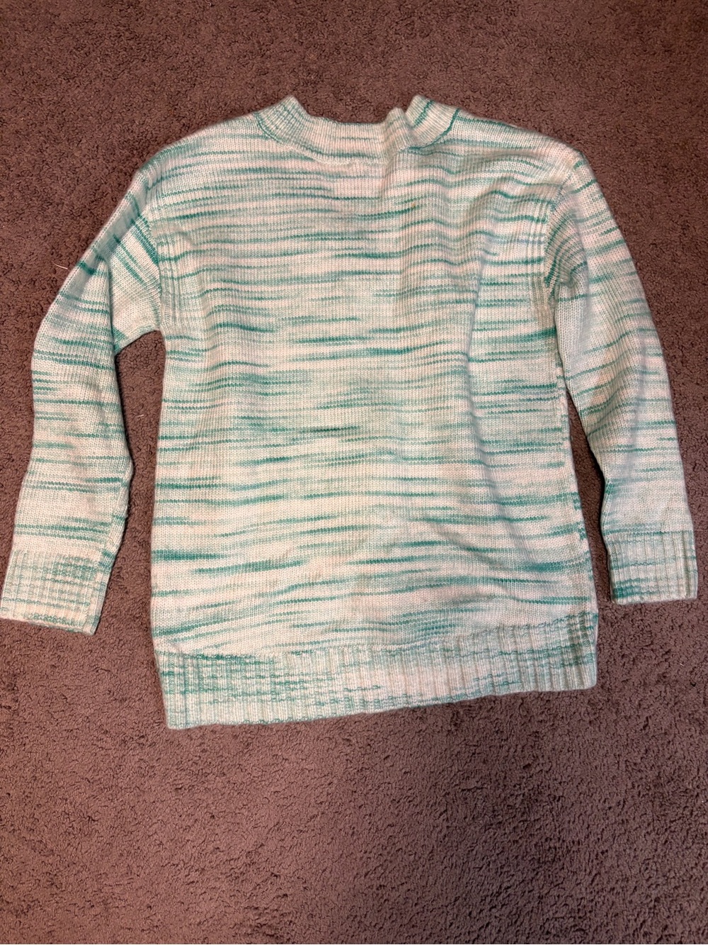 Talbots Mint-Stripe V-Neck Pullover Sweater - Picture 3 of 3